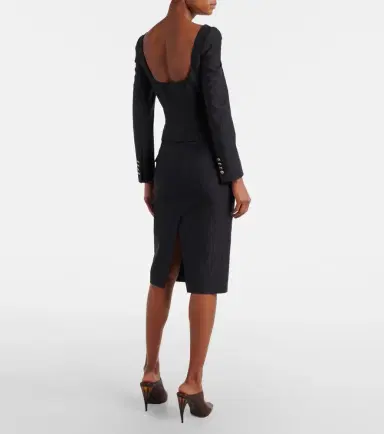 Alexander McQueen Chalk stripe wool and mohair pencil skirt | Thumbnail 3 Alexander McQueen Chalk stripe wool and mohair pencil skirt | Thumbnail 3