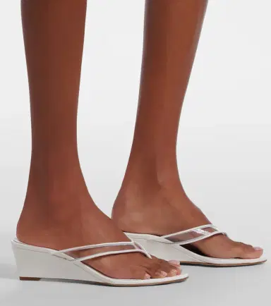 Veronica Beard Clea leather-trimmed wedge thong sandals | Thumbnail 6 Veronica Beard Clea leather-trimmed wedge thong sandals | Thumbnail 6