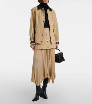 Veronica Beard Talla leather-trimmed cotton blouson jacket | Thumbnail 2