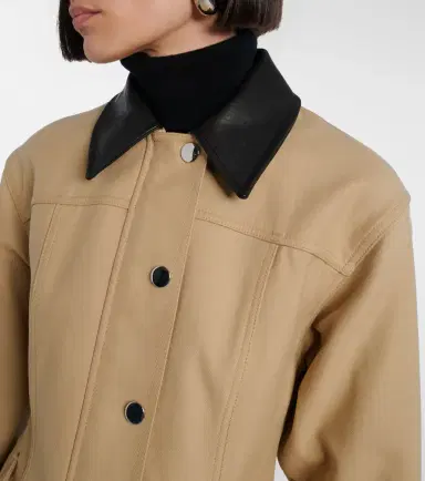 Veronica Beard Talla leather-trimmed cotton blouson jacket | Thumbnail 3