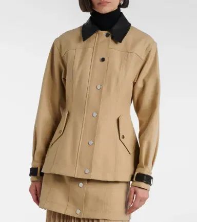 Veronica Beard Talla leather-trimmed cotton blouson jacket | Thumbnail 5