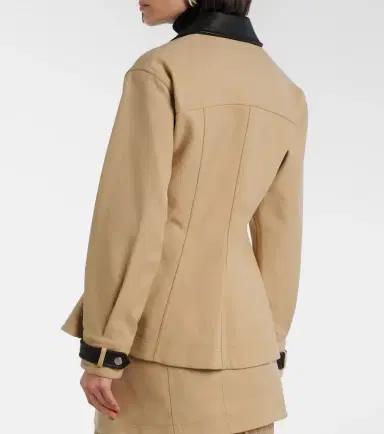 Veronica Beard Talla leather-trimmed cotton blouson jacket | Thumbnail 6