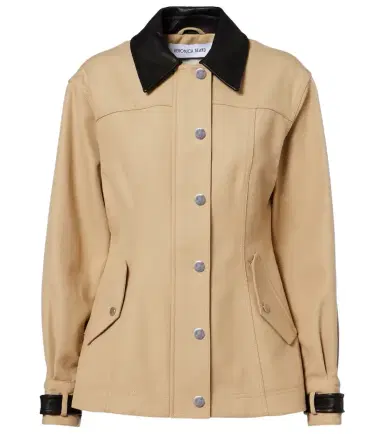 Veronica Beard Talla leather-trimmed cotton blouson jacket | Thumbnail 1