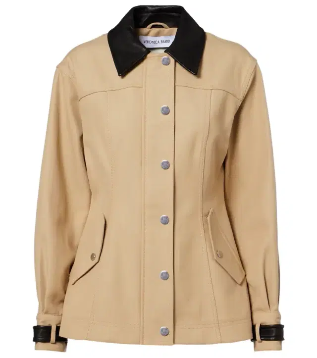 Veronica Beard Talla leather-trimmed cotton blouson jacket