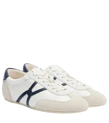Veronica Beard Leather-trimmed canvas sneakers | Thumbnail 1