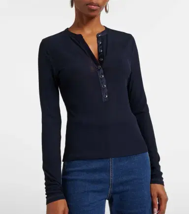 Veronica Beard Drexler ribbed-knit Henley shirt | Thumbnail 6 Veronica Beard Drexler ribbed-knit Henley shirt | Thumbnail 6
