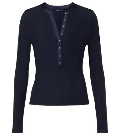 Veronica Beard Drexler ribbed-knit Henley shirt | Thumbnail 1 Veronica Beard Drexler ribbed-knit Henley shirt | Thumbnail 1