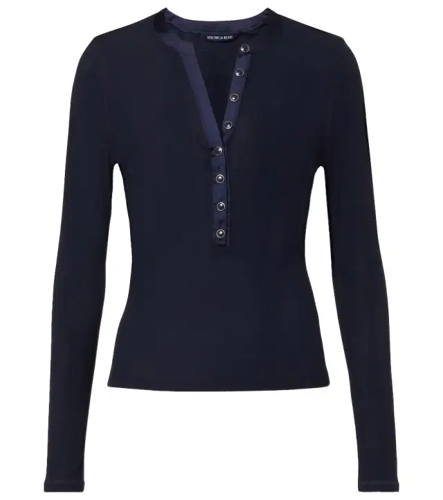 Veronica Beard Drexler ribbed-knit Henley shirt