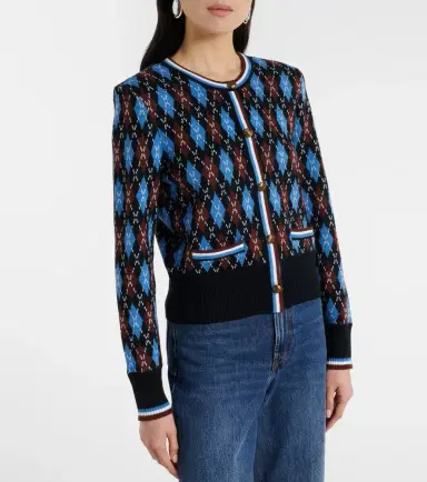 Veronica Beard Sylvane argyle wool and cotton cardigan | Thumbnail 5 Veronica Beard Sylvane argyle wool and cotton cardigan | Thumbnail 5