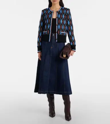 Veronica Beard Alix denim midi skirt | Thumbnail 2