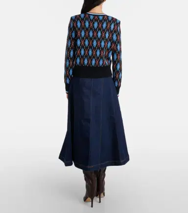 Veronica Beard Alix denim midi skirt | Thumbnail 6
