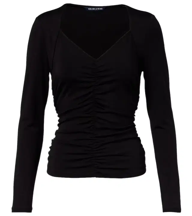 Veronica Beard Benedict gathered cotton jersey T-shirt