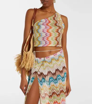 Missoni Zigzag one-shoulder crop top | Thumbnail 2 Missoni Zigzag one-shoulder crop top | Thumbnail 2