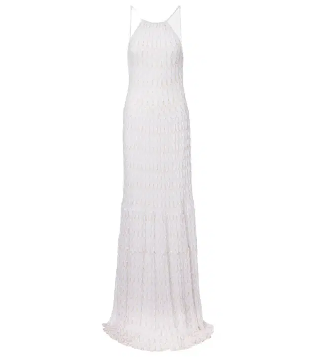 Halterneck open-back lamé gown