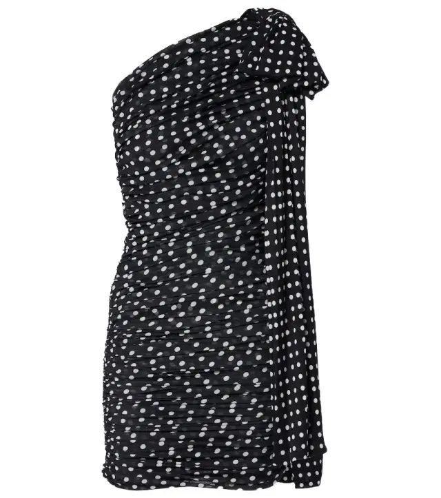 Polka-dot one-shoulder minidress