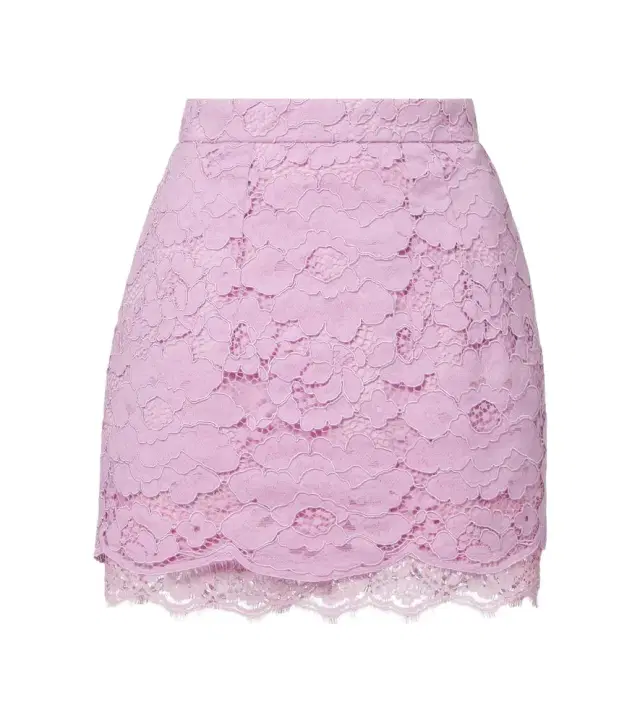 Cotton-blend lace miniskirt