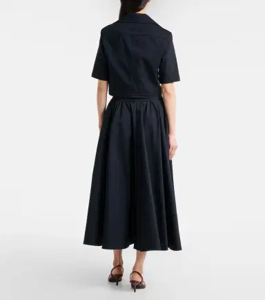 Patou Pleated cotton midi skirt | Thumbnail 2