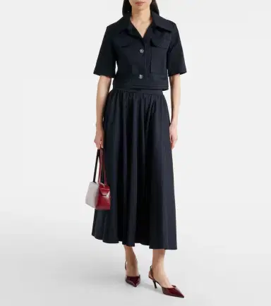 Patou Pleated cotton midi skirt | Thumbnail 5