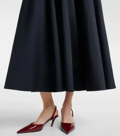 Patou Pleated cotton midi skirt | Thumbnail 6
