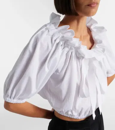Patou Ruffled cropped cotton top | Thumbnail 4