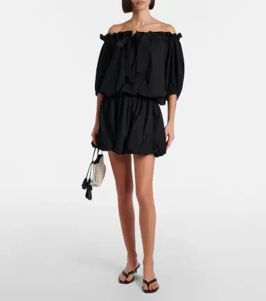 Patou Tie-neck cotton faille minidress | Thumbnail 2