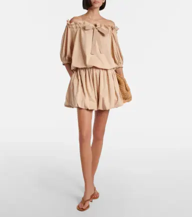 Patou Tie-neck cotton faille minidress | Thumbnail 3