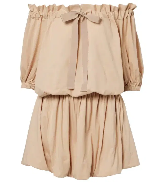 Patou Tie-neck cotton faille minidress
