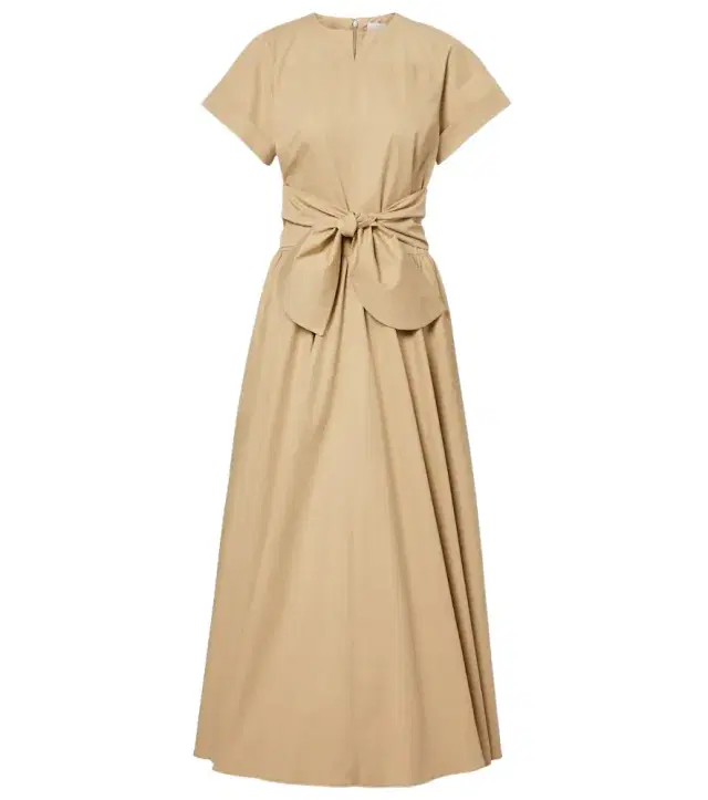 Gathered cotton midi dress