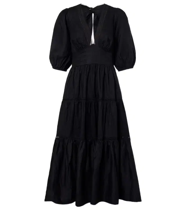 Meteora lace-trimmed linen midi dress