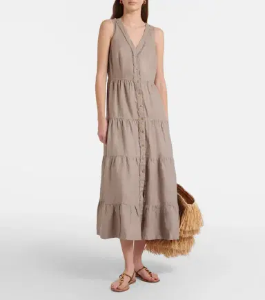 Heidi Klein Zakynthos tiered linen midi dress | Thumbnail 2