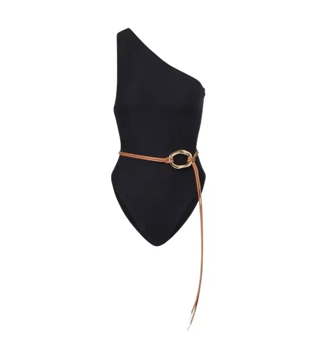 Belted one-shoulder swimsuit