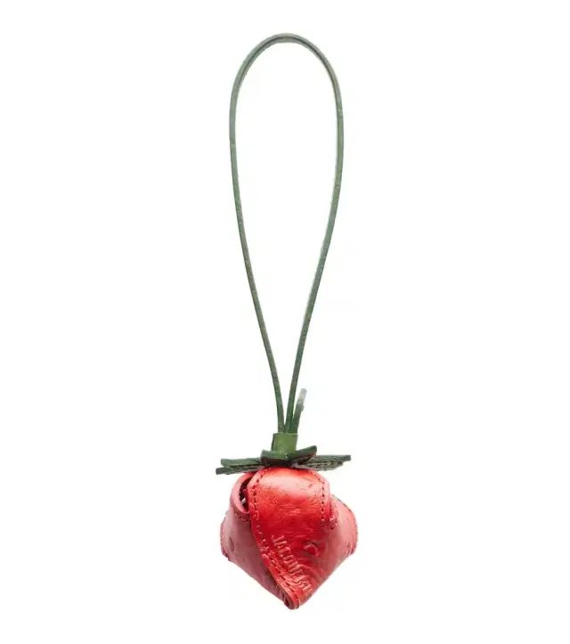 La Fraise Small embossed leather bag charm