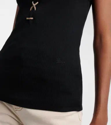 Burberry Ribbed-knit cotton-blend tank top | Thumbnail 6