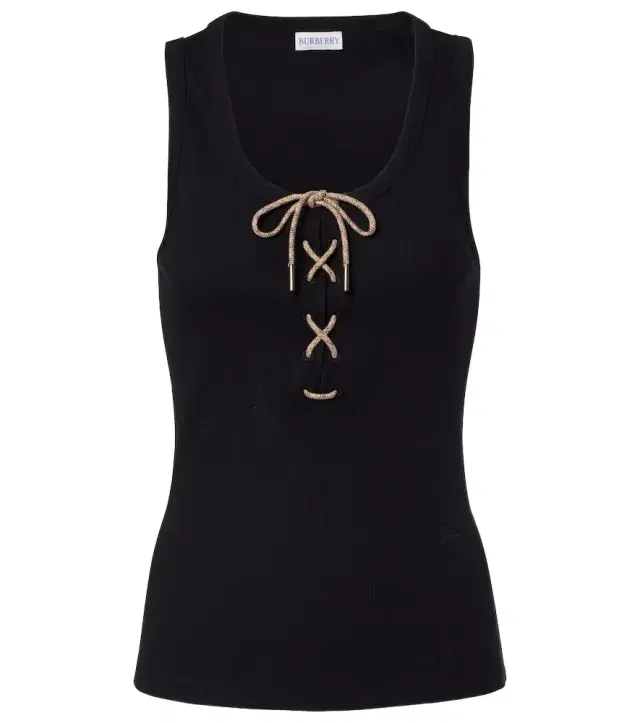 Ribbed-knit cotton-blend tank top