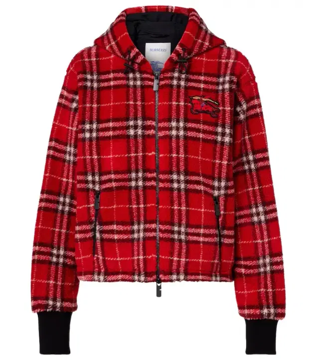 Burberry Check hooded wool-blend jacket
