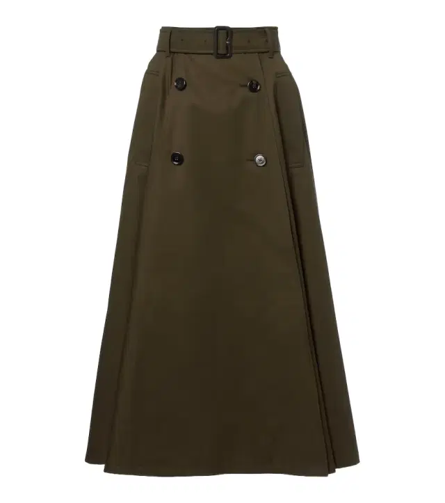 Cotton gabardine midi skirt