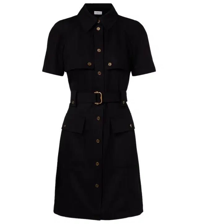 Belted wool shirt dress