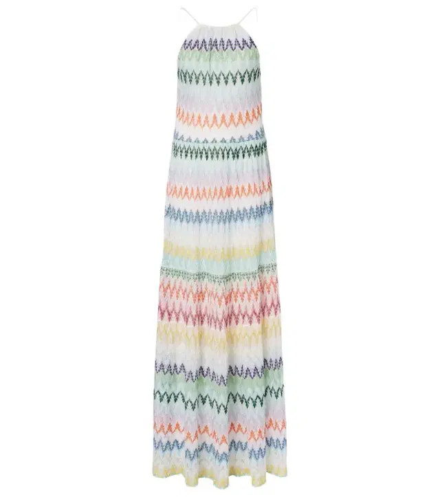 Halterneck lamé maxi dress