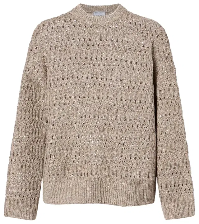 Brunello Cucinelli Sequined linen-blend sweater