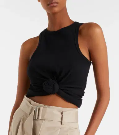 Magda Butrym Gathered cotton-blend jersey tank top | Thumbnail 3