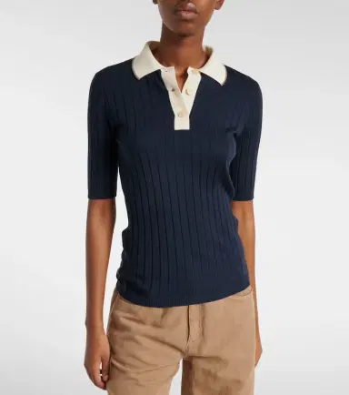 Brunello Cucinelli Embellished wool and cashmere polo sweater | Thumbnail 3