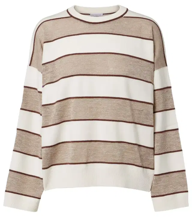 Striped wool, cashmere, and silk sweater