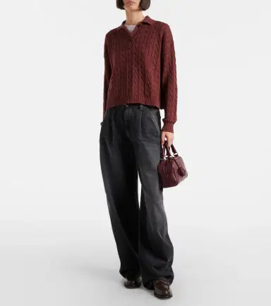 Brunello Cucinelli Cable-knit cotton-blend polo sweater | Thumbnail 3 Brunello Cucinelli Cable-knit cotton-blend polo sweater | Thumbnail 3