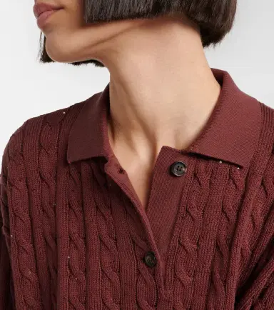 Brunello Cucinelli Cable-knit cotton-blend polo sweater | Thumbnail 4 Brunello Cucinelli Cable-knit cotton-blend polo sweater | Thumbnail 4