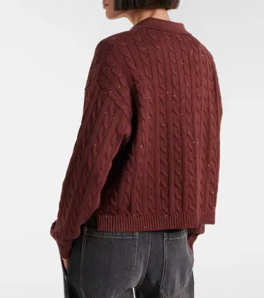 Brunello Cucinelli Cable-knit cotton-blend polo sweater | Thumbnail 5 Brunello Cucinelli Cable-knit cotton-blend polo sweater | Thumbnail 5