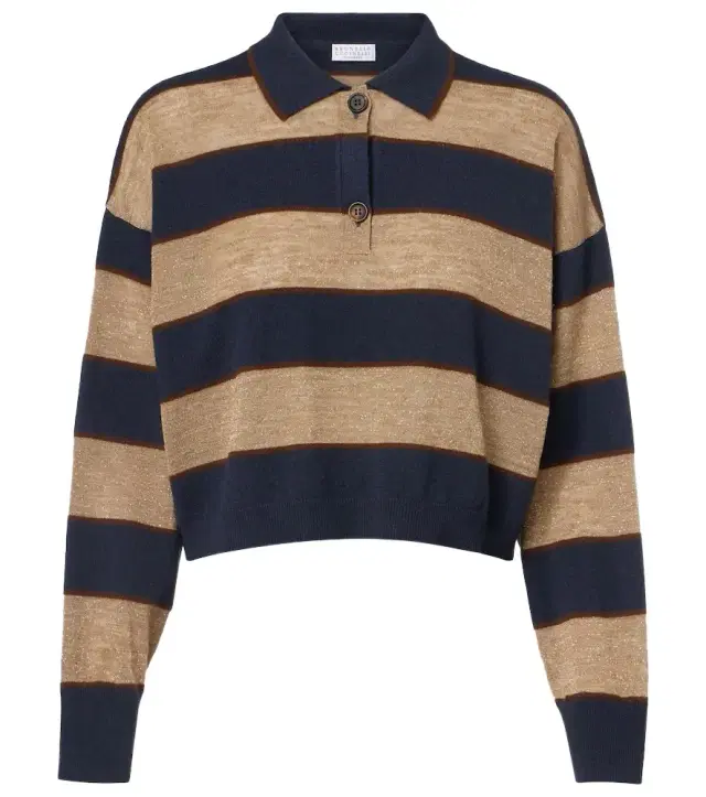 Wool, cashmere, and silk polo sweater