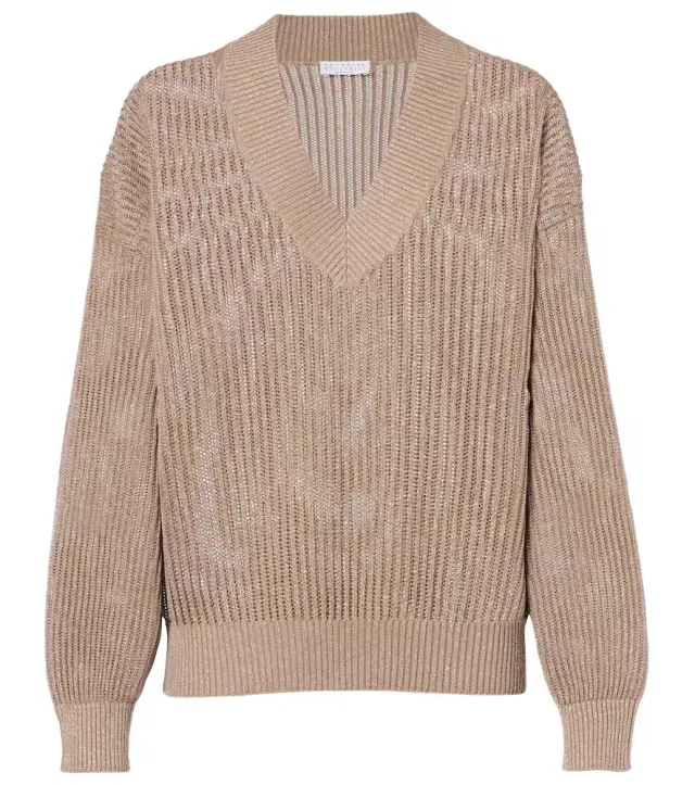 Brunello Cucinelli Cotton-blend lamé sweater