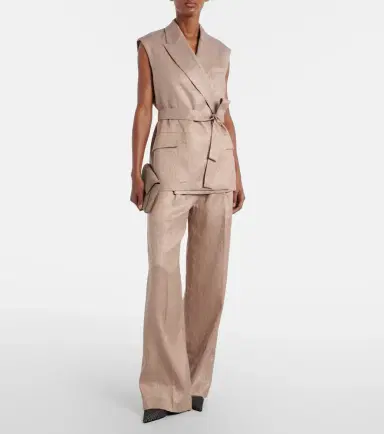 Brunello Cucinelli Belted linen-blend vest | Thumbnail 2