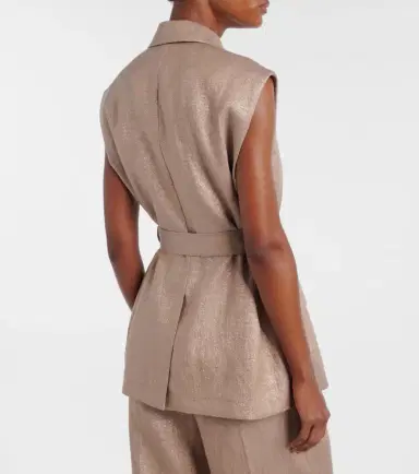 Brunello Cucinelli Belted linen-blend vest | Thumbnail 3