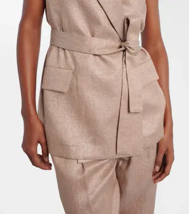 Brunello Cucinelli Belted linen-blend vest | Thumbnail 4